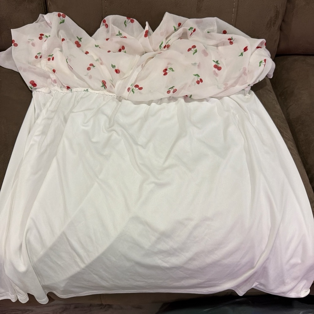 Forever 21 White Ruffle Cherry Print Dress - Picture 8 of 8